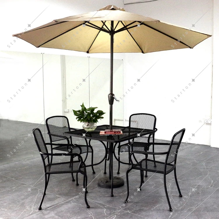4 Seats Outdoor Garden Furniture Set Patio Dining Table and Chair with Umbrella Set