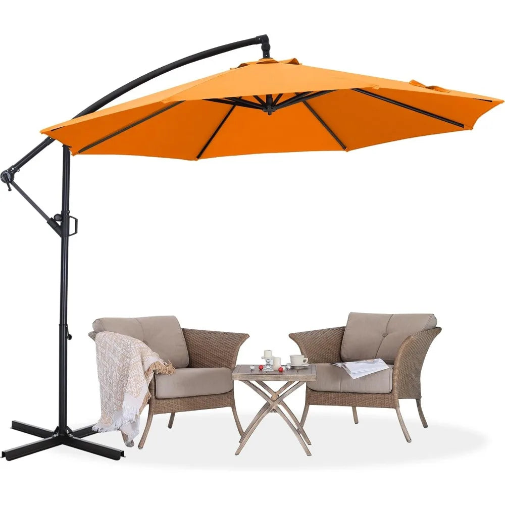 Cantilever Patio Umbrella with base included, 360° Rotation Outdoor Offset Umbrella for Backyard, Deck, Poolside