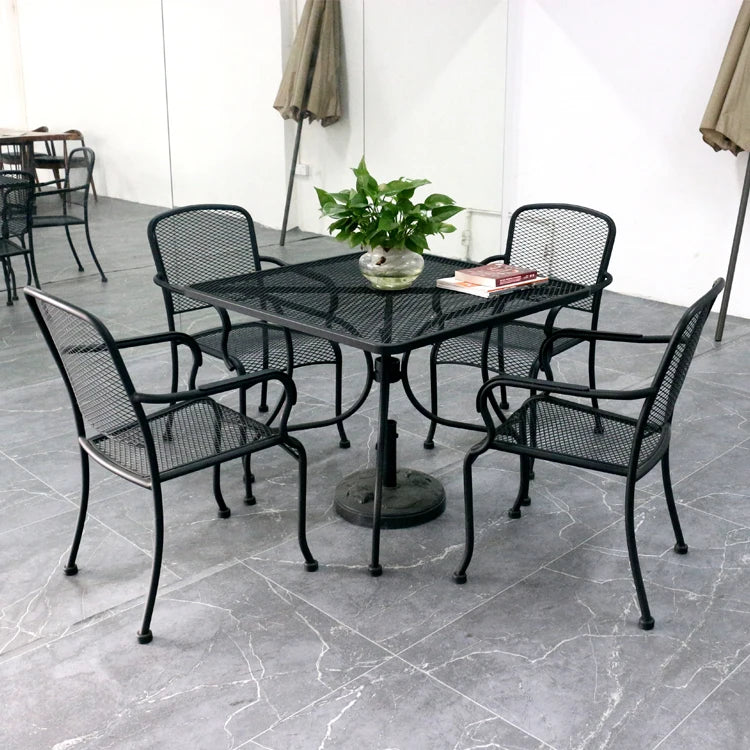 4 Seats Outdoor Garden Furniture Set Patio Dining Table and Chair with Umbrella Set