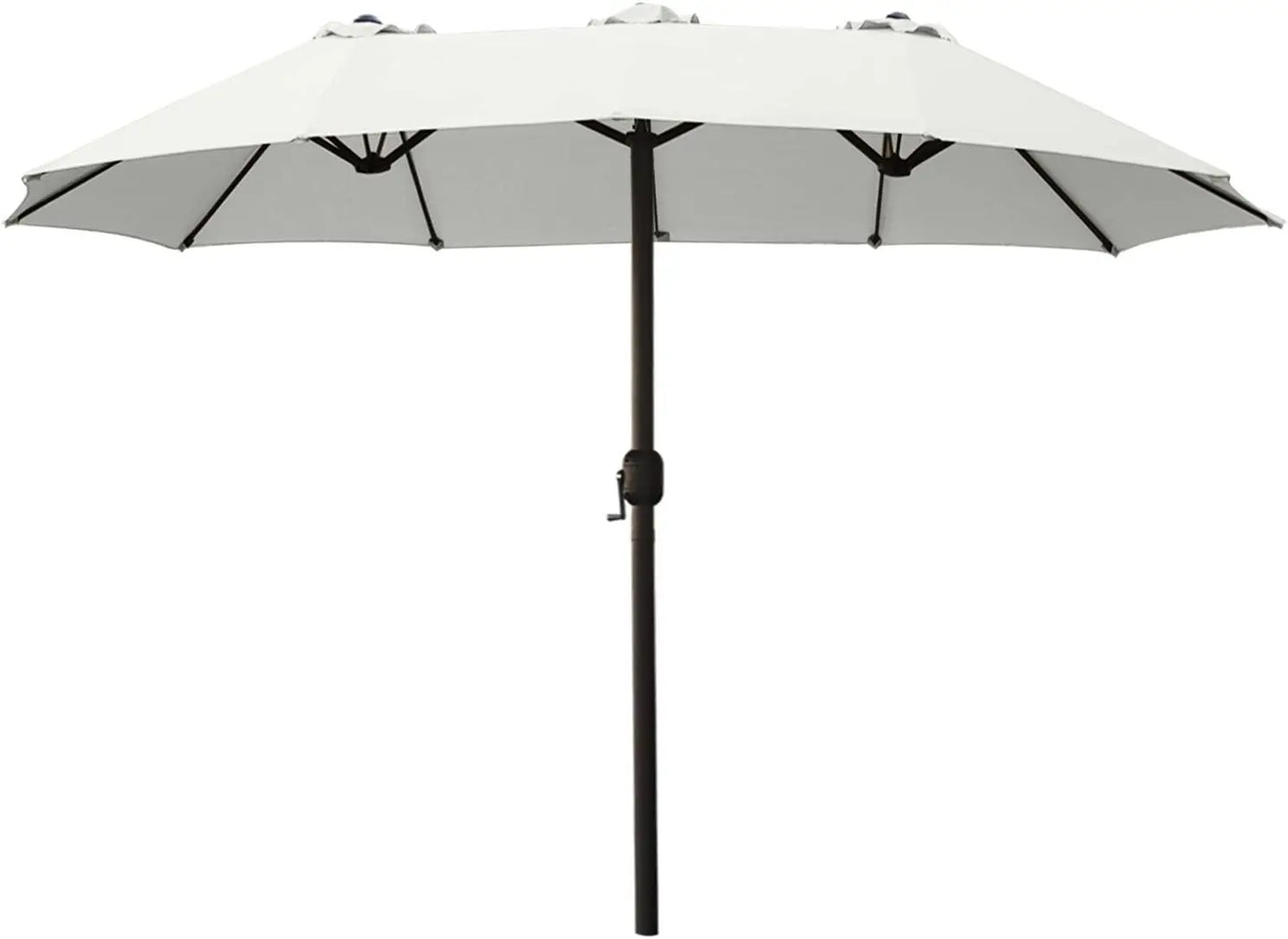 15FT Patio Umbrella with Base, Outdoor Double-Sided Rectangle Umbrella Bonus Latch, Wights for Poolside, Lawn, Backyard (Khaki)