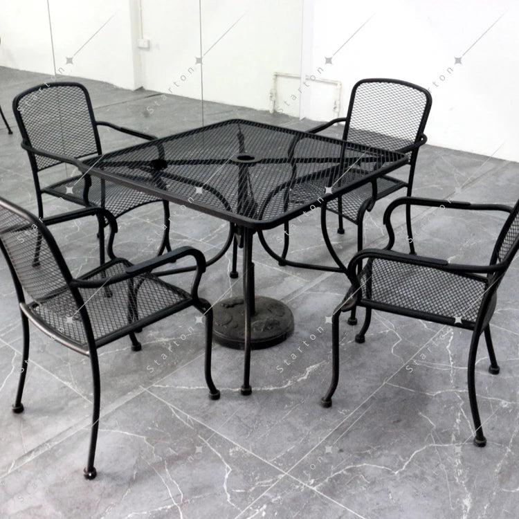 4 Seats Outdoor Garden Furniture Set Patio Dining Table and Chair with Umbrella Set