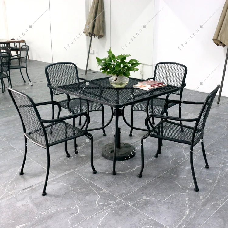 4 Seats Outdoor Garden Furniture Set Patio Dining Table and Chair with Umbrella Set